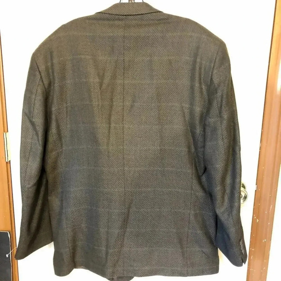 100% Wool Stafford Men Gray Strip Suit Blazer Jacket Size 44S Pocket - Picture 2 of 9